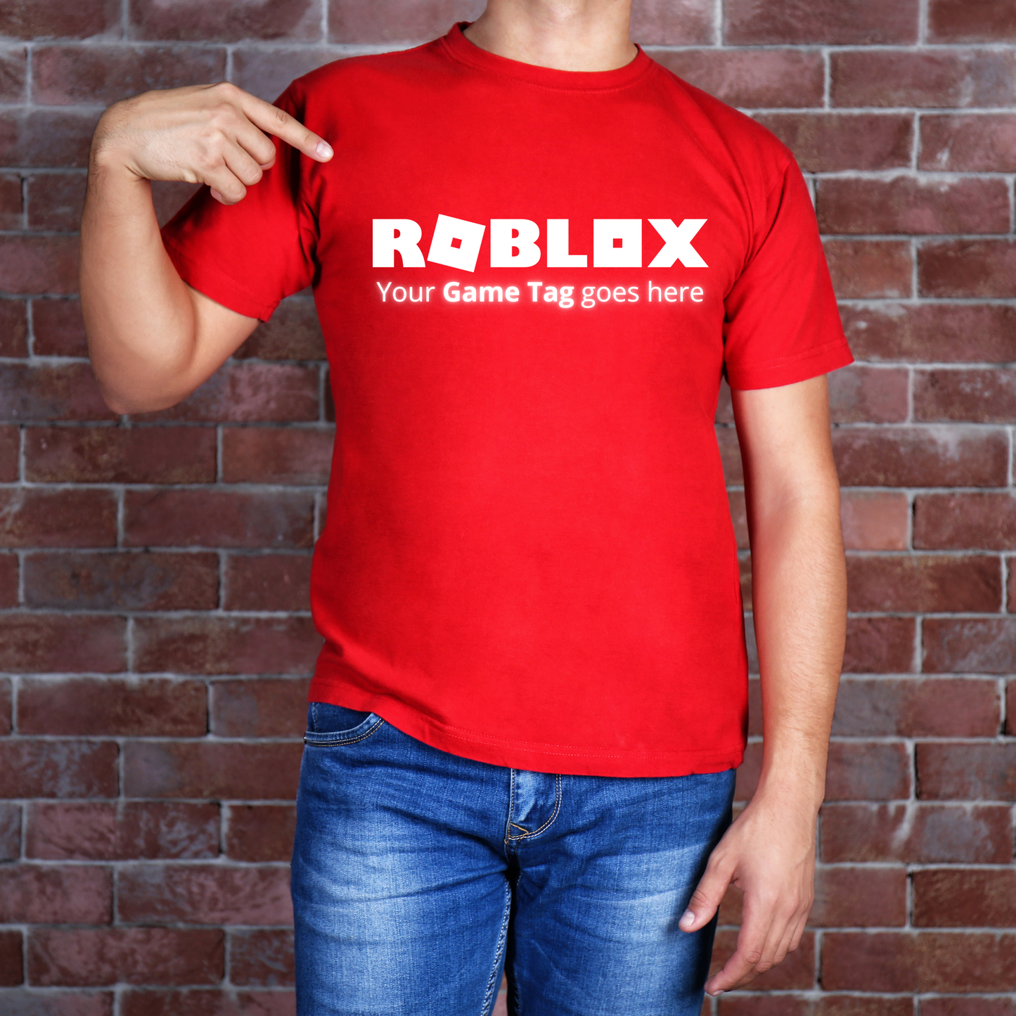 Personalised Roblox Game Tag Tee Shirt (Kids & Adults) Red